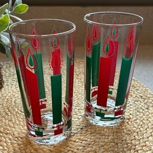 (2) Vintage MCM McBeth Christmas Candle Glasses